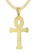 10K Yellow Gold Cuban Chain & Gold Ankh Pendant | Appx. 13.1 Grams