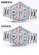 Diamond Mens Rolex Datejust Watch 16200  | 36MM | Full Diamond Color Arabic Dial | Oyster Band