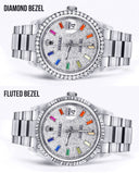 Diamond Mens Rolex Datejust Watch 16200  | 36MM | Full Diamond Color Baguettes Dial | Oyster Band