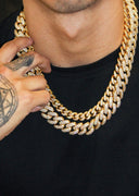 Gold Plated Iced Out Miami Cuban Link Choker