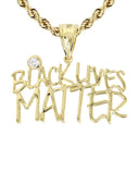 10K Yellow Gold Rope Chain & Cz Black Lives Matter Pendant | Appx 13.6 Grams
