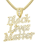 10K Yellow Gold Franco Chain & Cz Black Lives Matter Pendant | Appx 19.8 Grams