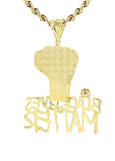 10K Yellow Gold Rope Chain & Cz Black Lives Matter Pendant | Appx 17 Grams