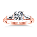 Three Stone Diamond EngagementRing Prong Channel Set Tappered Baguette 14K Rose Gold
