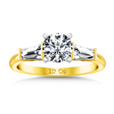 Three Stone Diamond Engagement Ring Prong Channel Set Tappered Baguette 14K Yellow Gold