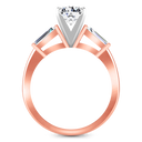 Three Stone Diamond EngagementRing Prong Channel Set Tappered Baguette 14K Rose Gold