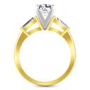 Three Stone Diamond Engagement Ring Prong Channel Set Tappered Baguette 14K Yellow Gold