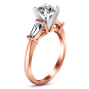 Three Stone Diamond EngagementRing Prong Channel Set Tappered Baguette 14K Rose Gold