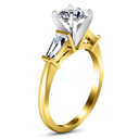 Three Stone Diamond Engagement Ring Prong Channel Set Tappered Baguette 14K Yellow Gold
