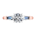 Three Stone Diamond EngagementRing Prong Channel Set Tappered Baguette 14K Rose Gold