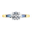 Three Stone Diamond Engagement Ring Prong Channel Set Tappered Baguette 14K Yellow Gold