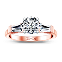 Three Stone Diamond EngagementRing Structural Tapered Baguette 14K Rose Gold