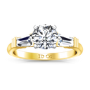 Three Stone Diamond Engagement Ring Structural Tapered Baguette 14K Yellow Gold