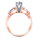 Three Stone Diamond EngagementRing Structural Tapered Baguette 14K Rose Gold