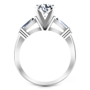 Three Stone Engagement Ring Structural Tapered Baguette 14K White Gold