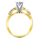 Three Stone Diamond Engagement Ring Structural Tapered Baguette 14K Yellow Gold