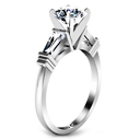 Three Stone Engagement Ring Structural Tapered Baguette 14K White Gold
