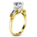 Three Stone Diamond Engagement Ring Structural Tapered Baguette 14K Yellow Gold