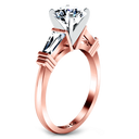 Three Stone Diamond EngagementRing Structural Tapered Baguette 14K Rose Gold