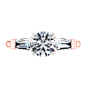 Three Stone Diamond EngagementRing Structural Tapered Baguette 14K Rose Gold