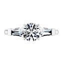 Three Stone Engagement Ring Structural Tapered Baguette 14K White Gold