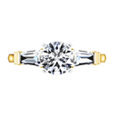 Three Stone Diamond Engagement Ring Structural Tapered Baguette 14K Yellow Gold