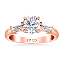 Pave Diamond Engagement Ring Classic Baguette 14K Rose Gold