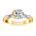 Pave Diamond EngagementRing Classic Baguette 14K Yellow Gold