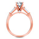 Pave Diamond Engagement Ring Classic Baguette 14K Rose Gold