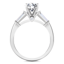 Round Diamond Pave Engagement Ring Classic Baguette 14K White Gold