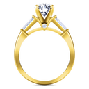 Pave Diamond EngagementRing Classic Baguette 14K Yellow Gold