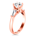 Pave Diamond Engagement Ring Classic Baguette 14K Rose Gold