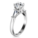 Round Diamond Pave Engagement Ring Classic Baguette 14K White Gold