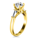 Pave Diamond EngagementRing Classic Baguette 14K Yellow Gold