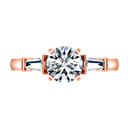 Pave Diamond Engagement Ring Classic Baguette 14K Rose Gold