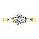 Pave Diamond EngagementRing Classic Baguette 14K Yellow Gold