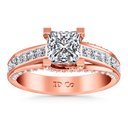 Pave Diamond Princess Cut Engagement Ring Isabella 14K Rose Gold