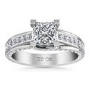 Pave Princess Cut Diamond Engagement Ring Isabella 14K White Gold