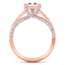 Pave Diamond Princess Cut Engagement Ring Isabella 14K Rose Gold