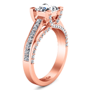 Pave Diamond Princess Cut Engagement Ring Isabella 14K Rose Gold