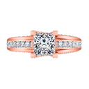 Pave Diamond Princess Cut Engagement Ring Isabella 14K Rose Gold