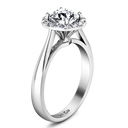 Round Diamond Halo Engagement Ring Soleil 14K White Gold