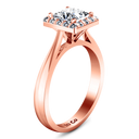 Halo Diamond Princess Cut Engagement Ring Lumiere 14K Rose Gold
