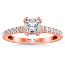 Pave Diamond Princess Cut Engagement Ring Jasmine 14K Rose Gold