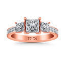Three Stone Princess Cut Engagement Ring Rebecca 14K Rose Gold