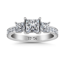 Three Stone Princess Cut Diamond Engagement Ring Rebecca 14K White Gold