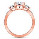 Three Stone Princess Cut Engagement Ring Rebecca 14K Rose Gold
