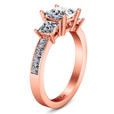 Three Stone Princess Cut Engagement Ring Rebecca 14K Rose Gold