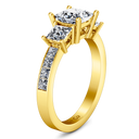 Three Stone Diamond Princess Cut Engagement Ring Rebecca 14K Yellow Gold
