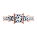 Three Stone Princess Cut Engagement Ring Rebecca 14K Rose Gold